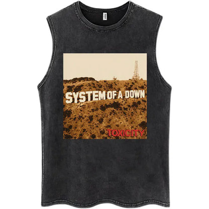 Washed Rock Band Tank Tops Men's Retro Hip Hop Sleeveless T-shirt Summer Oversized Cotton Vests Gifts Fans Gifts Streetwear Tops