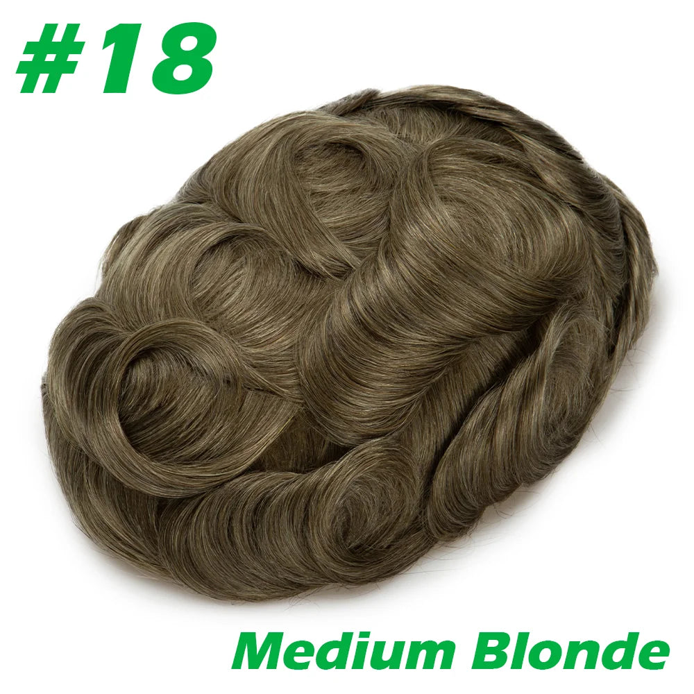 0.03mm Thin Skin Men's Wig 90% 100% Density Human Hair Men Toupee Capillary Prosthesis V Loop Natural Hairline for Hair Loss