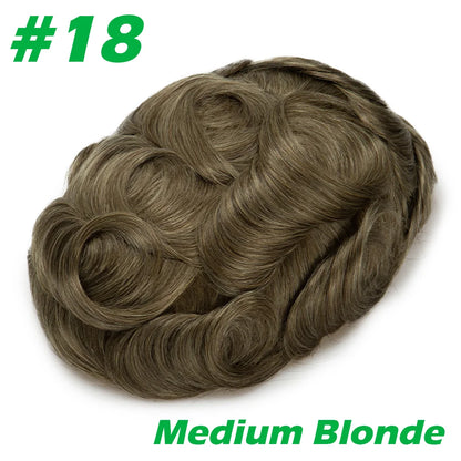 0.03mm Thin Skin Men's Wig 90% 100% Density Human Hair Men Toupee Capillary Prosthesis V Loop Natural Hairline for Hair Loss