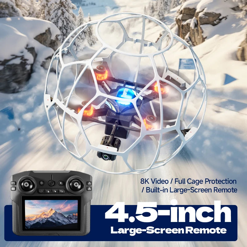 V51 Drone for Soccer Competition 3D Full Protection Brushless RC Quadcopter with HD FPV Camera RC Flying Ball Kids Gift Toys