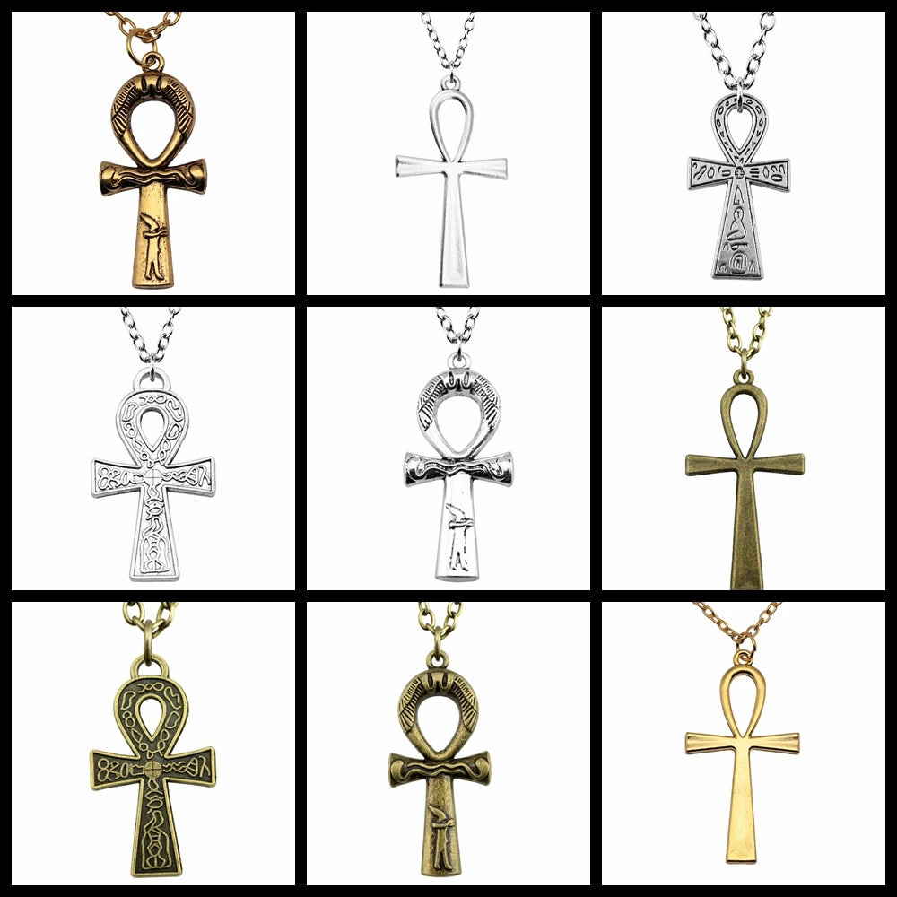 Simple Classic Fashion Cross Egyptian Ankh Life Symbol Pendant Short Long Chain Necklaces Jewelry For Women Men