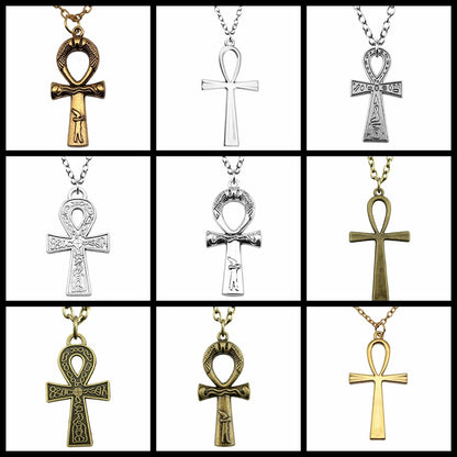 Simple Classic Fashion Cross Egyptian Ankh Life Symbol Pendant Short Long Chain Necklaces Jewelry For Women Men