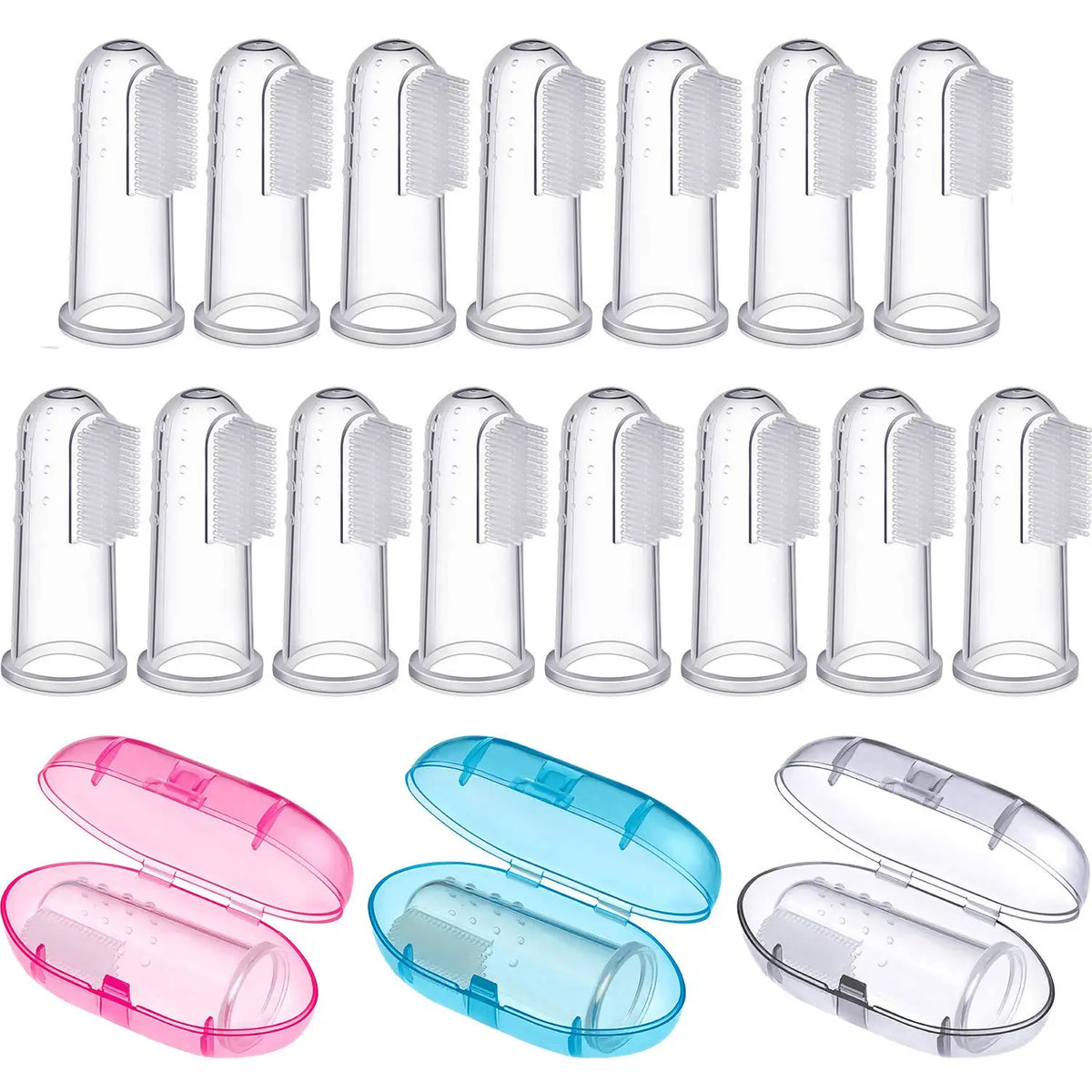 Baby Finger Toothbrushes with Storage Case Infant Toddlers Teeth Brushes Soft Silicone Baby Tongue Cleaners for Oral Cleaning