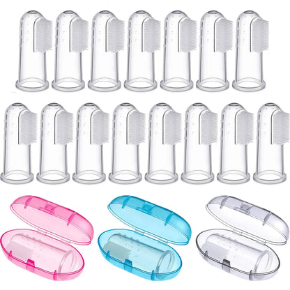 Baby Finger Toothbrushes with Storage Case Infant Toddlers Teeth Brushes Soft Silicone Baby Tongue Cleaners for Oral Cleaning
