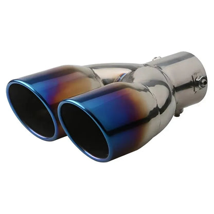 63mm Thicken Exhaust Tip Double Outlet Muffler Tip Tail Pipe Universal Exhaust System High Quality Stainless Steel Car Exhaust