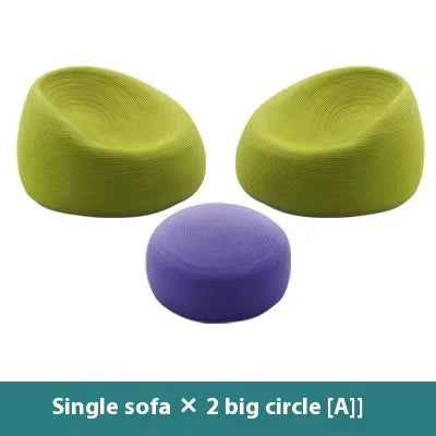 ！@Nordic Luxury Modern Fabric Rattan Furniture Set Creative Lazy Chair Outdoor Courtyard Living Room Hotel