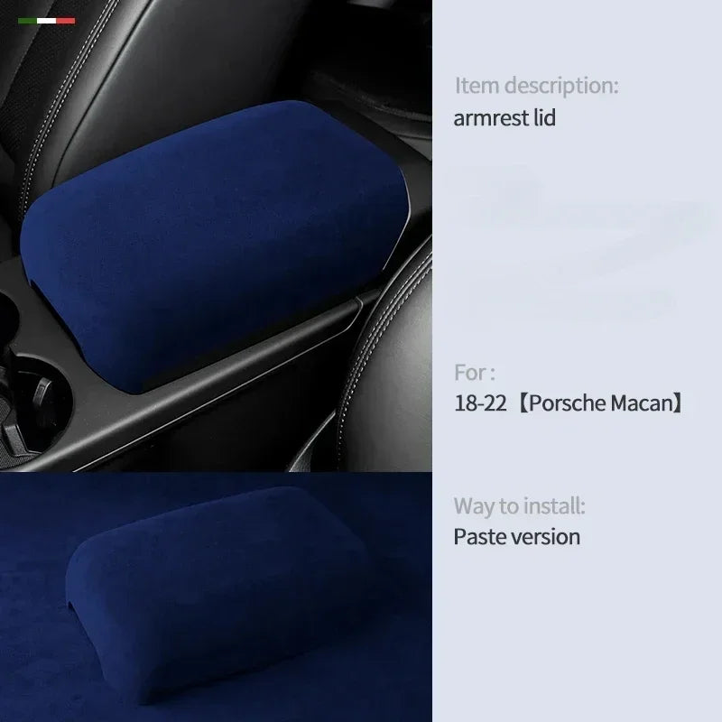 Alcantara Suede Wrapping Car Adhsive Armrest Cover Storage Lid Box Panel Trim For Porsche Macan 2018 2019 2020 2021 2022