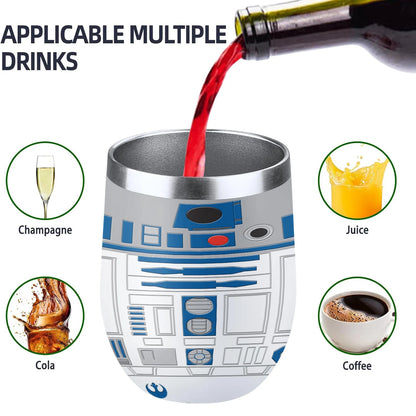 20Oz R2-D2 Robot print Vacuum Tumbler cup Stainless Steel Double wall Insulated water bottle with Lid keep Cold\ Hot drink gift