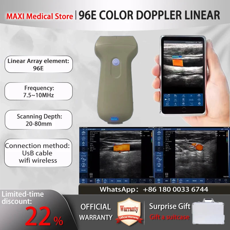 Portable WIFI Ultrasound Scanner Machine Wireless Ultrasound Probe Scanner Machine Support iOS Android Windows Free Suitcase