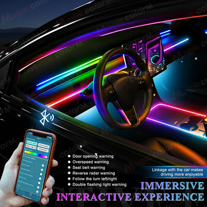 18 in 1 Led Car Ambient Lights 213 64 Color RGB Symphony Streamer Bluetooth Rainbow Interior Acrylic Strips Atmosphere Lamp Kit