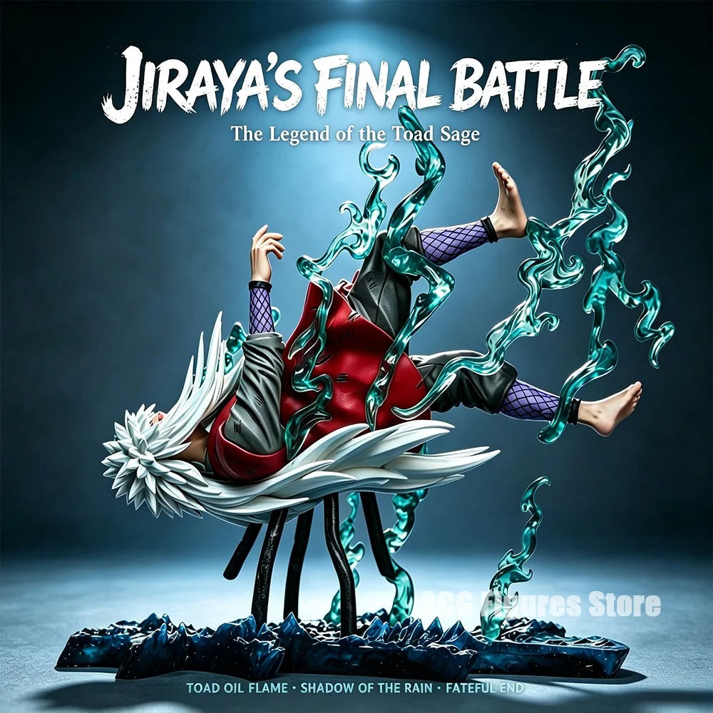 24cm Naruto Shippuden Jiraiya Anime Figure Battle Scene Statue PVC Collectible Model Ornament Desktop Birthday Christmas Gift