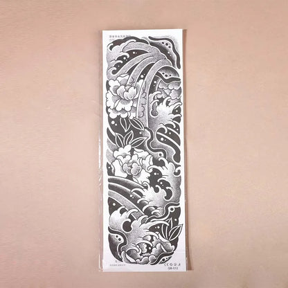 Japanese Wave Full Arm Waterproof Temporary Tattoo Sticker, Long-lasting for 1-2 Weeks, Realistic Semi-Permanent Fake Tattoo