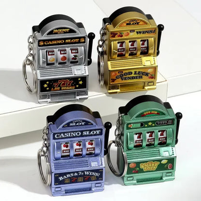 Mini Gambling Slot Machine Key Chains Creative Arcade Pocket Fruit Lucky Jackpot Gadget Antistress Toy Funny Games Keychain Ring