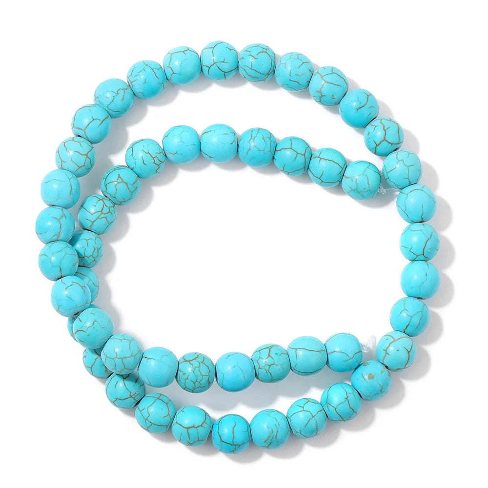 Blue Turquoise Stone Bead Irregular Round Oval Square Heart Loose Spacer DIY Beads Fit Jewelry Making Bracelet Necklace Handmade