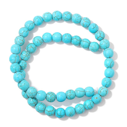 Blue Turquoise Stone Bead Irregular Round Oval Square Heart Loose Spacer DIY Beads Fit Jewelry Making Bracelet Necklace Handmade