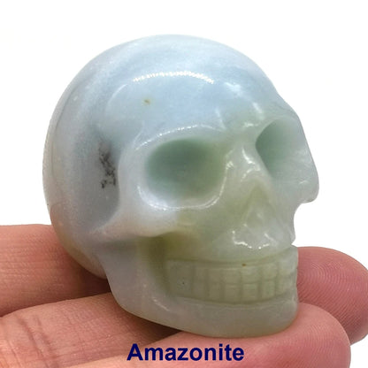 Wholesale 1.5" Natural Stones Crystal Skull Statue Amethyst Quartz Tiger Eye Carved Ore Mineral Crystals Figurine Home Decor