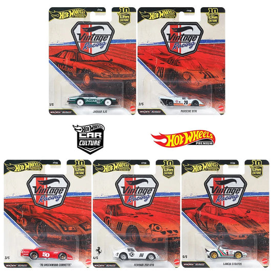 Hot Wheels Premium FPY86-T Series,Jaguar XJS Porsche Corvette Ferrari 250 GTO Lancia, 1:64 Diecast Collection Gift Toys for Kids