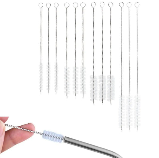12pcs Straw Cleaner Brush Nylon Reusable Straw Cleaning Brushes for Metal Glass Silicone Straws Small Bottle Milk Tube Pipes