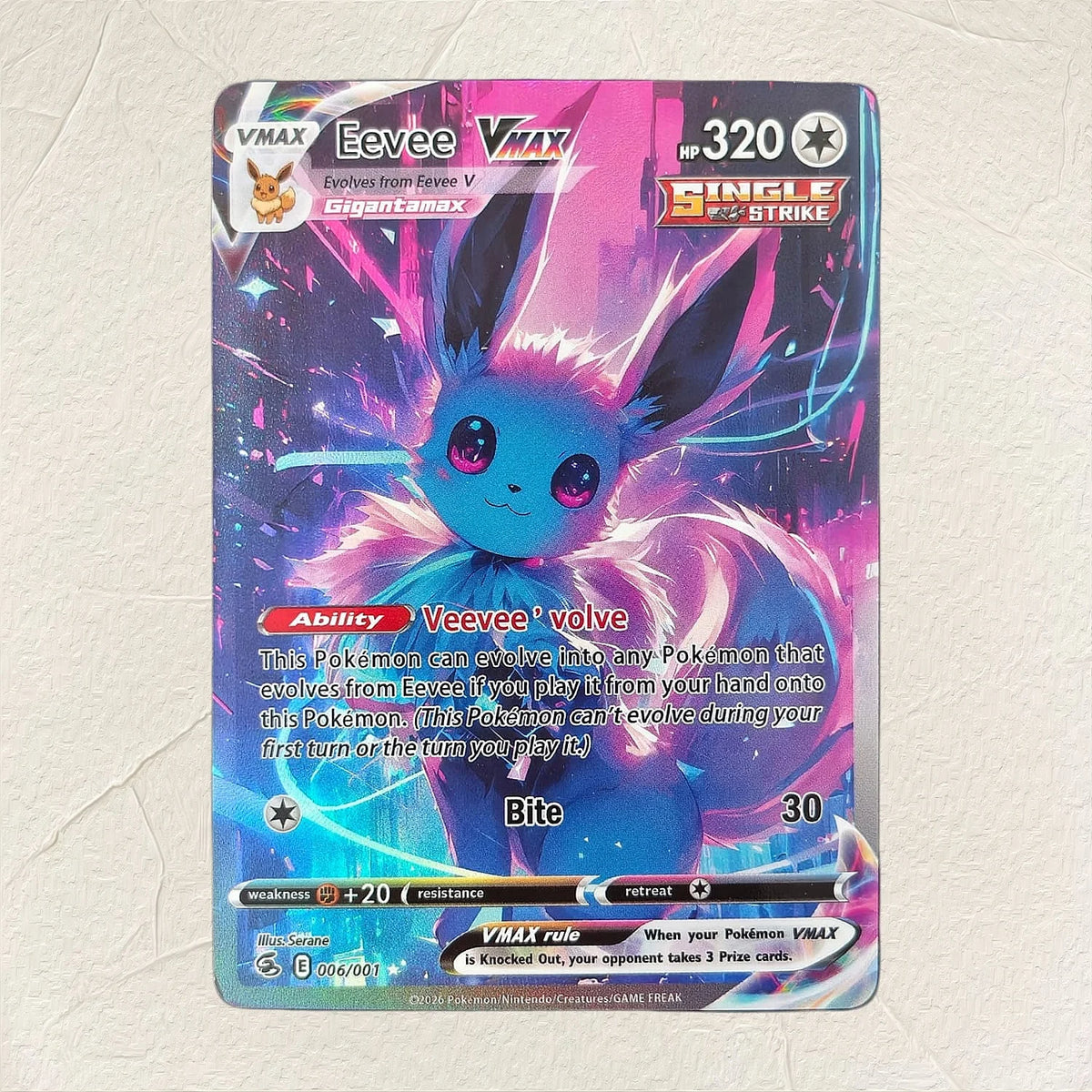 English Jolteon VMAX 006/008 DIY Holographic Foil Texture Card, Perfect Condition Premium Anime Collection Card