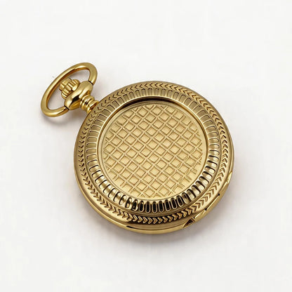 Mens Vintage Gold Pocket Watch Roman Numeral Black Dial Quartz Pocket Watch Classic Retro Pocket Watch Casual Dress Wristwatch