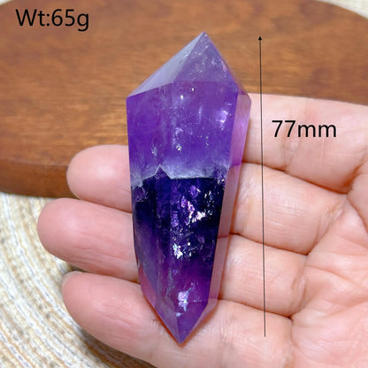 Natural Crystal Two Color Amethyst Double Point Tower Healing Rainbow High Quality Gemstones Energy Home Decorations Gift