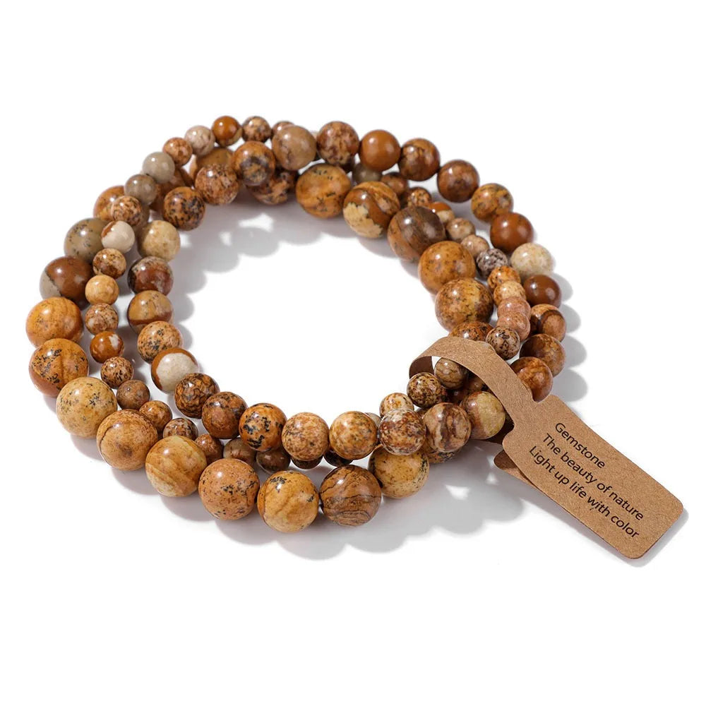 3 Pcs/set Healing Crystal Bracelets for Women 4 6 8mm Natural Stone Beaded Stretch Bracelet Amethyst Indian Agates Jewelry Gifts
