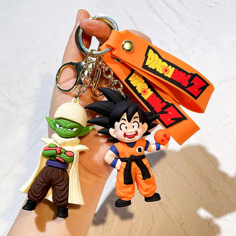 Anime Dragon Ball Keychain Ewelry Son Goku Vegeta Piccolo Action Figures Cute Keyring Bag Pendant Car Ornament Accessories Gifts