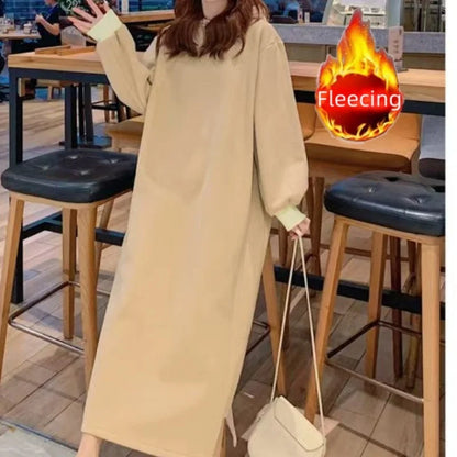 Plus Size Hooded Zip-Up Long Coat Winter Thick Hoodie Fleece Women's Oversize Jacket Casual Black Outerwear Patchwork All-match