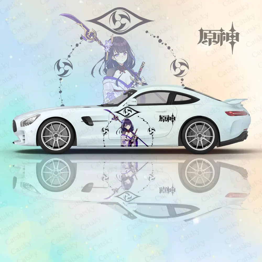 Genshin Impact Raiden Shogun Anime Car Body Stickers Anime Itasha Car Side Decal Sticker Car Body Sticker Car Body Decor Sticker