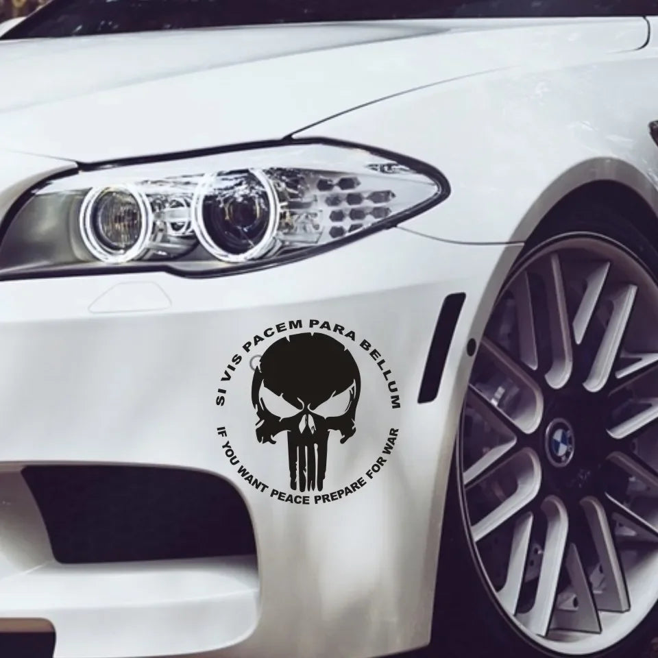 New Design Skull Car Sticker Punisher Decor Motorcycle Decal Vinyl Decorative Accessories Waterproof PVC, 16cm