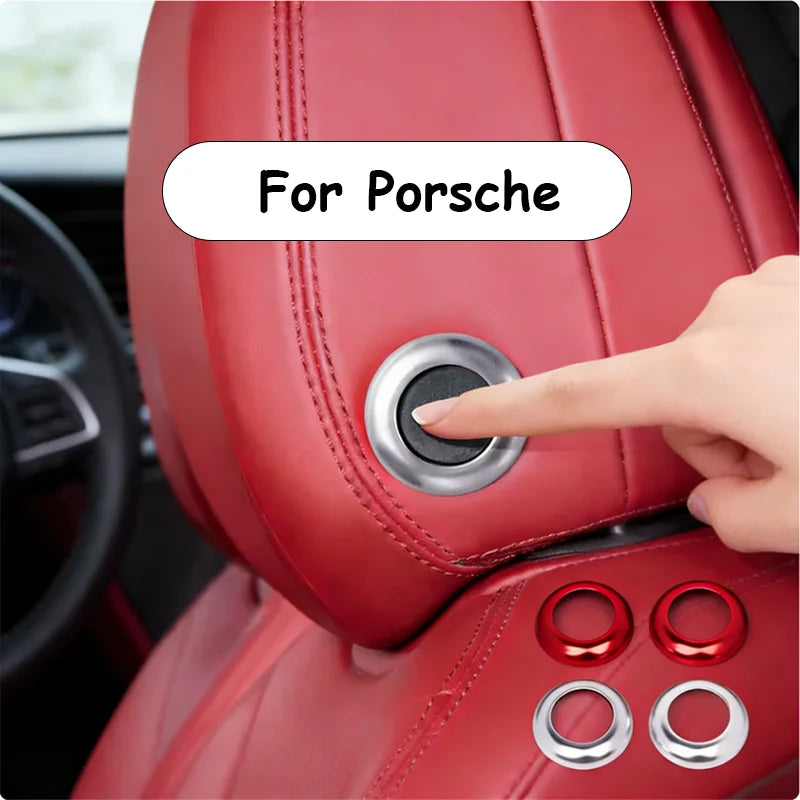 Car Seat Headrest Adjustment Button Loops Circles Frame Decoration Ring Cover Interior Modification For Porsche Macan Cayenne