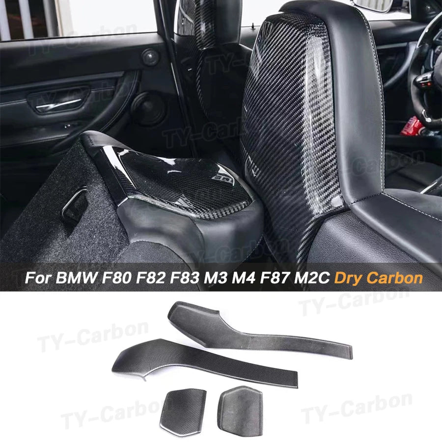 Real Dry Carbon Fiber Car Interior Seat Back Covers Trims Accessories for BMW F80 M3 F82 F83 M4 F87 M2 M2C 2014 - 2019