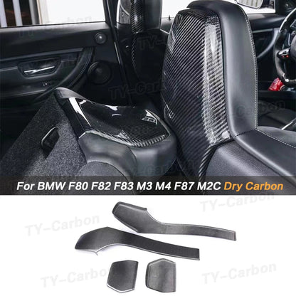 Real Dry Carbon Fiber Car Interior Seat Back Covers Trims Accessories for BMW F80 M3 F82 F83 M4 F87 M2 M2C 2014 - 2019