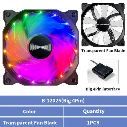 TEUCER 120mm Cooling Fan RGB Vortex Light Effects 12V Big 4Pin Cascadable Hydraulic Bearing Quiet PC Case Fan