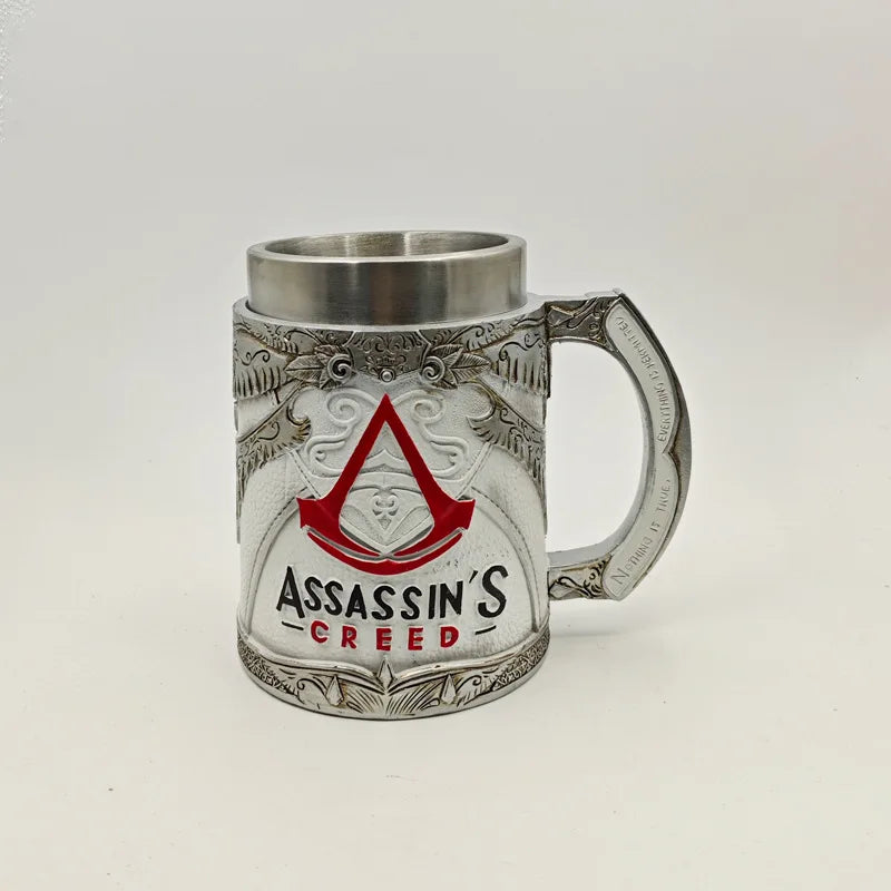 Assassin's Creed Large Capacity Beer Mug Game-Themed Stainless Steel Resin Drinkware Creative Collectible Gift for Fans