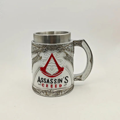 Assassin's Creed Large Capacity Beer Mug Game-Themed Stainless Steel Resin Drinkware Creative Collectible Gift for Fans
