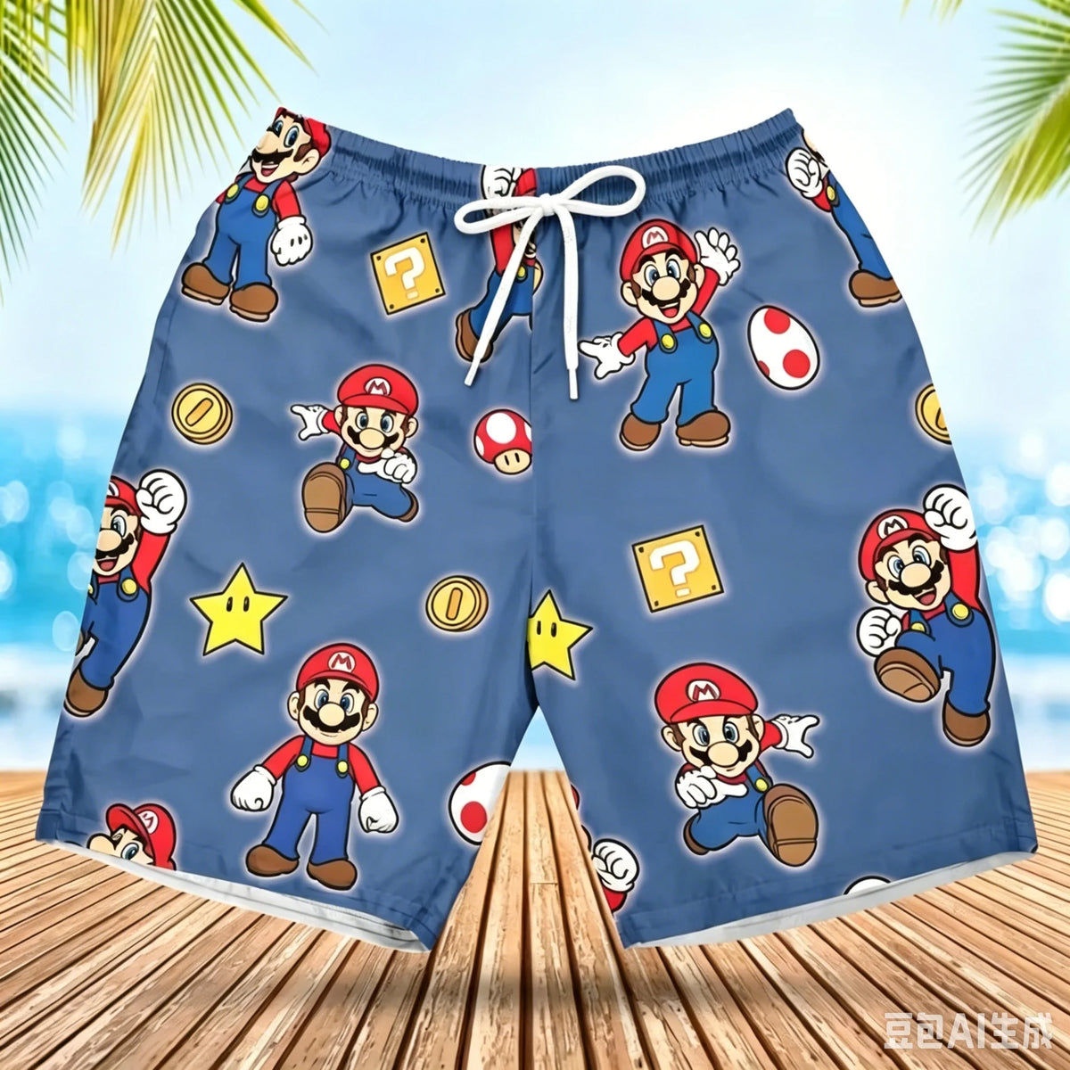 Summer Men's Women's Quick-Drying Beach Shorts Luigi Yoshi Printed Shorts for Beach Swimming Pools Gyms and Outdoor Sport