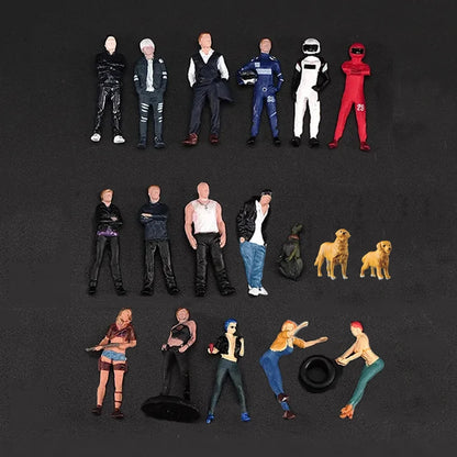 Painted Miniatures 1/64 Paul Walker Gal Gadot Vin Diesel Mini Scene Props Doll Figures Model Cars Vehicles Cars Toys Gift