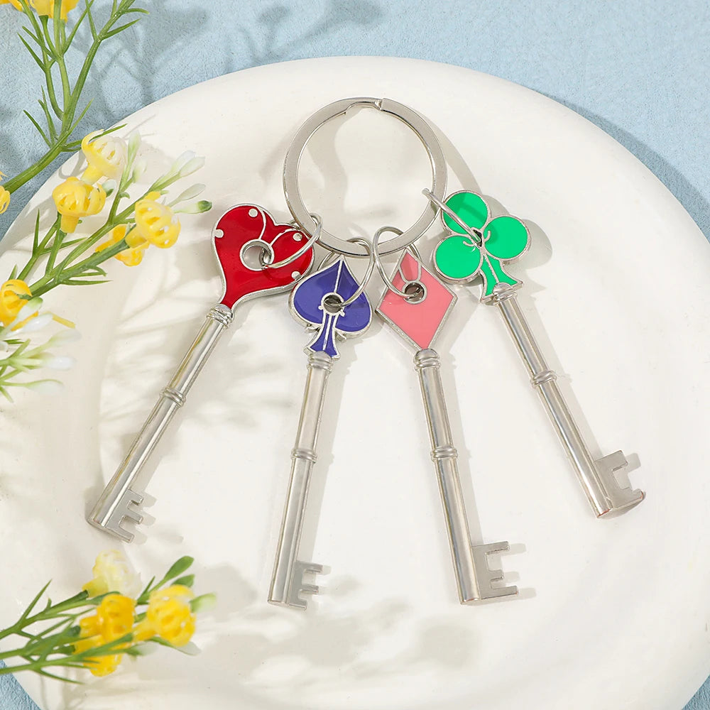 Resident Evil 2 Remake RPD Key Square Plum Heart Keychains Keyring for Men Key Holder Collectible Gift Fan Gear