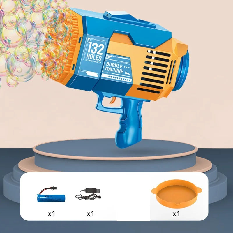 Bubble Gun Machine 132 Holes Soap Automatic Blower with Light Toys for Kids Children Boys Gifts Outdoor Toys Wedding Kids