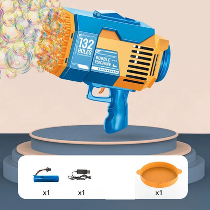 Bubble Gun Machine 132 Holes Soap Automatic Blower with Light Toys for Kids Children Boys Gifts Outdoor Toys Wedding Kids