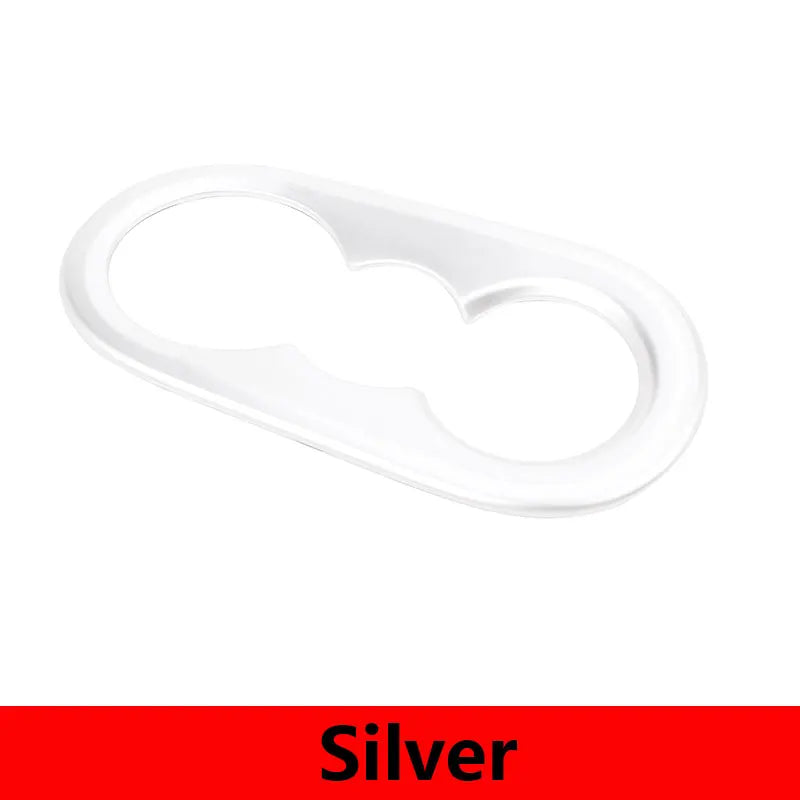 For Porsche Cayenne 2018-2023 ABS Carbon Fiber/Silver Car Rear Seat Water Cup Holder Cover Trim  Stickers Car Accessories