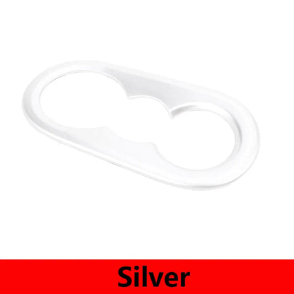 For Porsche Cayenne 2018-2023 ABS Carbon Fiber/Silver Car Rear Seat Water Cup Holder Cover Trim  Stickers Car Accessories