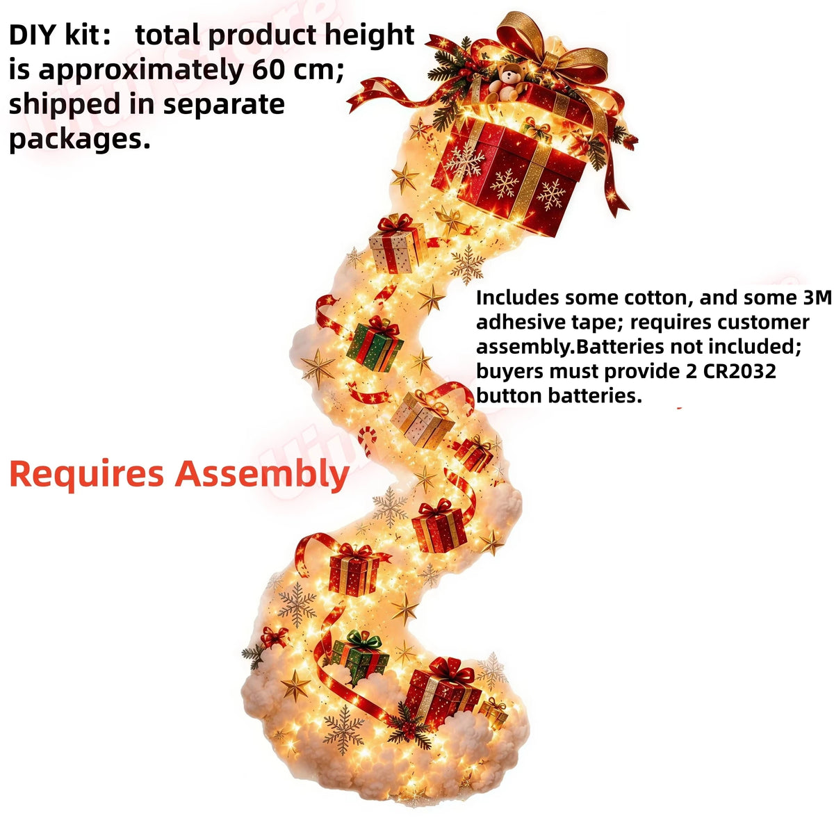Christmas Magic Trail Wall Light-LED Glowing Christmas Scene Wall Decoration,Santa Sleigh Reindeer Hanging Decoration for Party