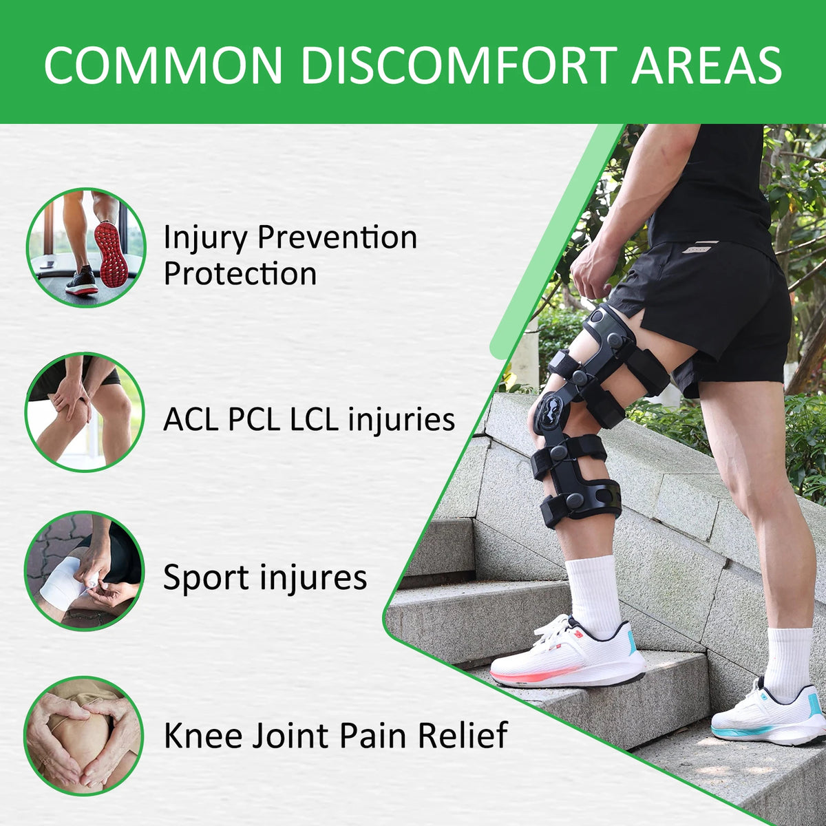 Functional Knee Brace - for ACL/MCL/PCL/Meniscus/Ligament/Sports Injuries, Hinged ROM Orthopedic Knee Orthosis for Men & Women