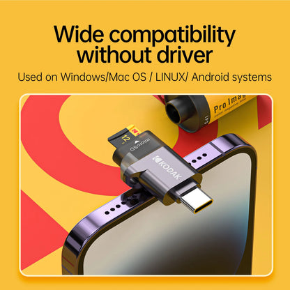 KODAK Type-C 3.0 Micro SD Card Reader TF Card Reader USB-C Adapter High Speed Memory Card Reader for Phone Laptop Tablet