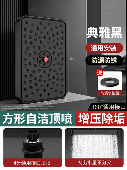 New 30CM Large Panel High Pressure Rainfall Shower Head Ceiling Mounted Self-cleaning Descaling Showerhead Bathroom Top Sprayer