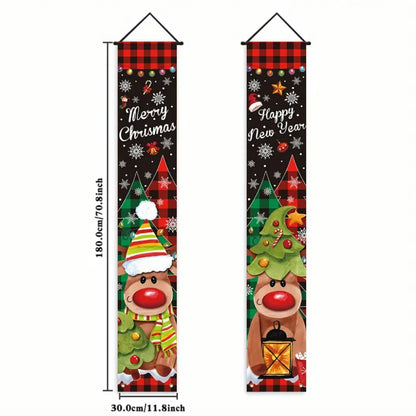 Christmas New Year Decorations Couplet Santa Snowman Door Banner For Home 2025 Xmas Hanging Ornaments Navidad Gift New Year 2026