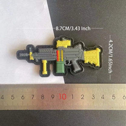 3D PVC Rubber Morale Patches Mini Pistol, Rifle Army Badge Stickers, Military Tactical Patch With Hook For Backpack