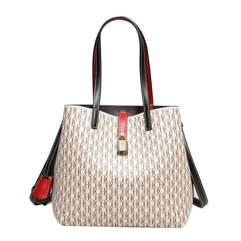 CH Women's Large Capacity Handbag Daily Commuting High-end Versatile PU Material Letter Printed Design Women's Crossbody Bag